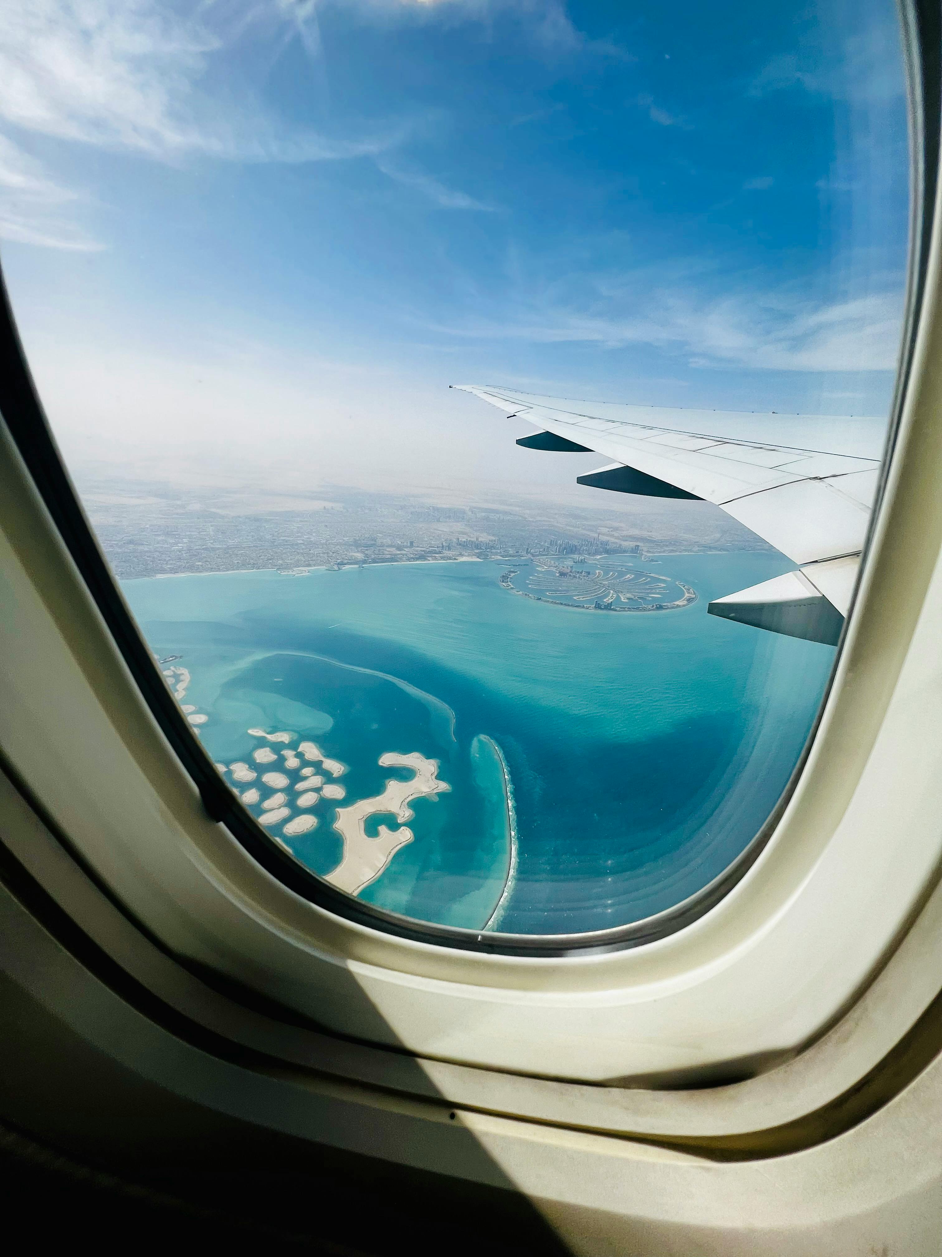 Aerial view of Dubai from airplane window
