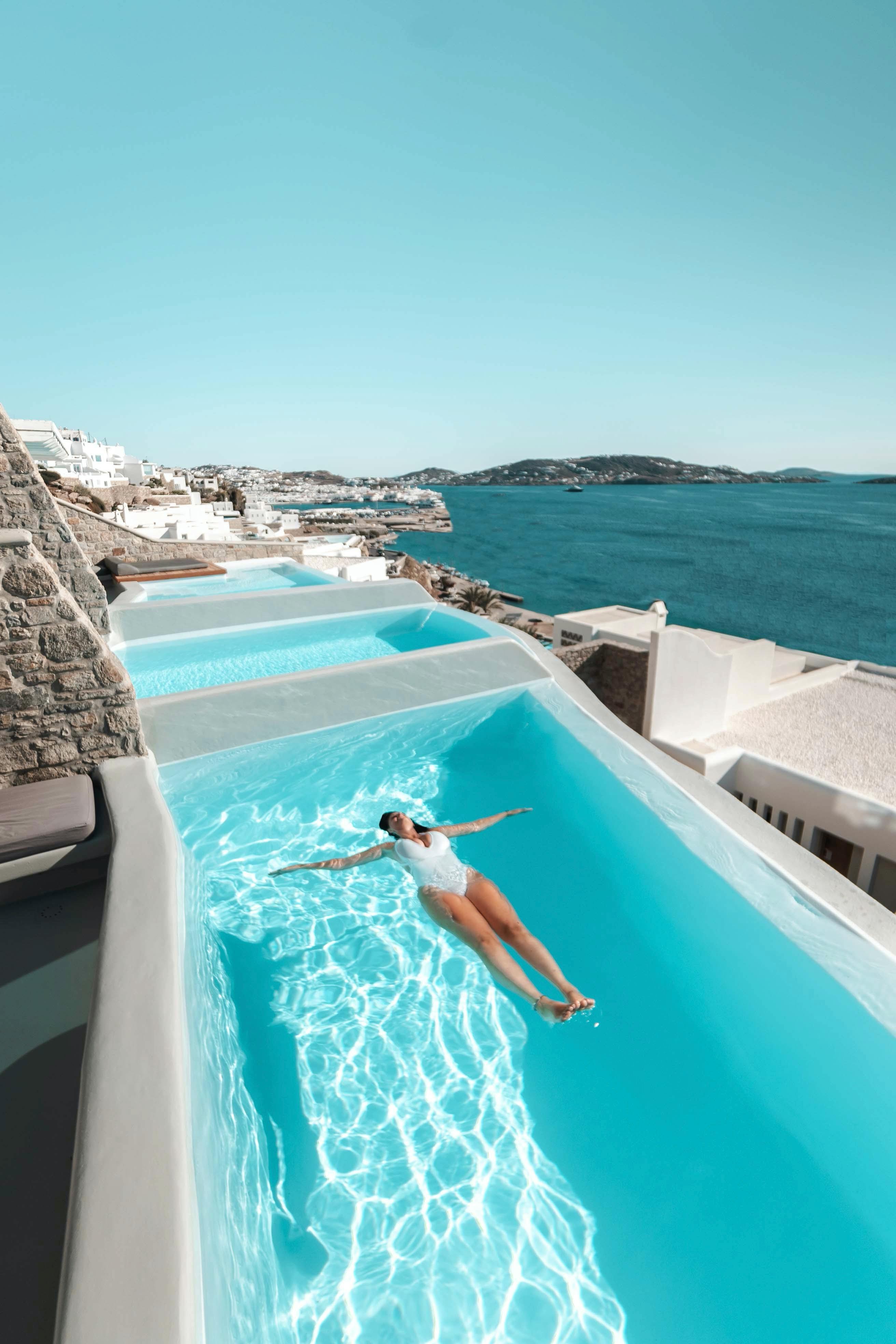 Mykonos infinity pool overlooking the sea