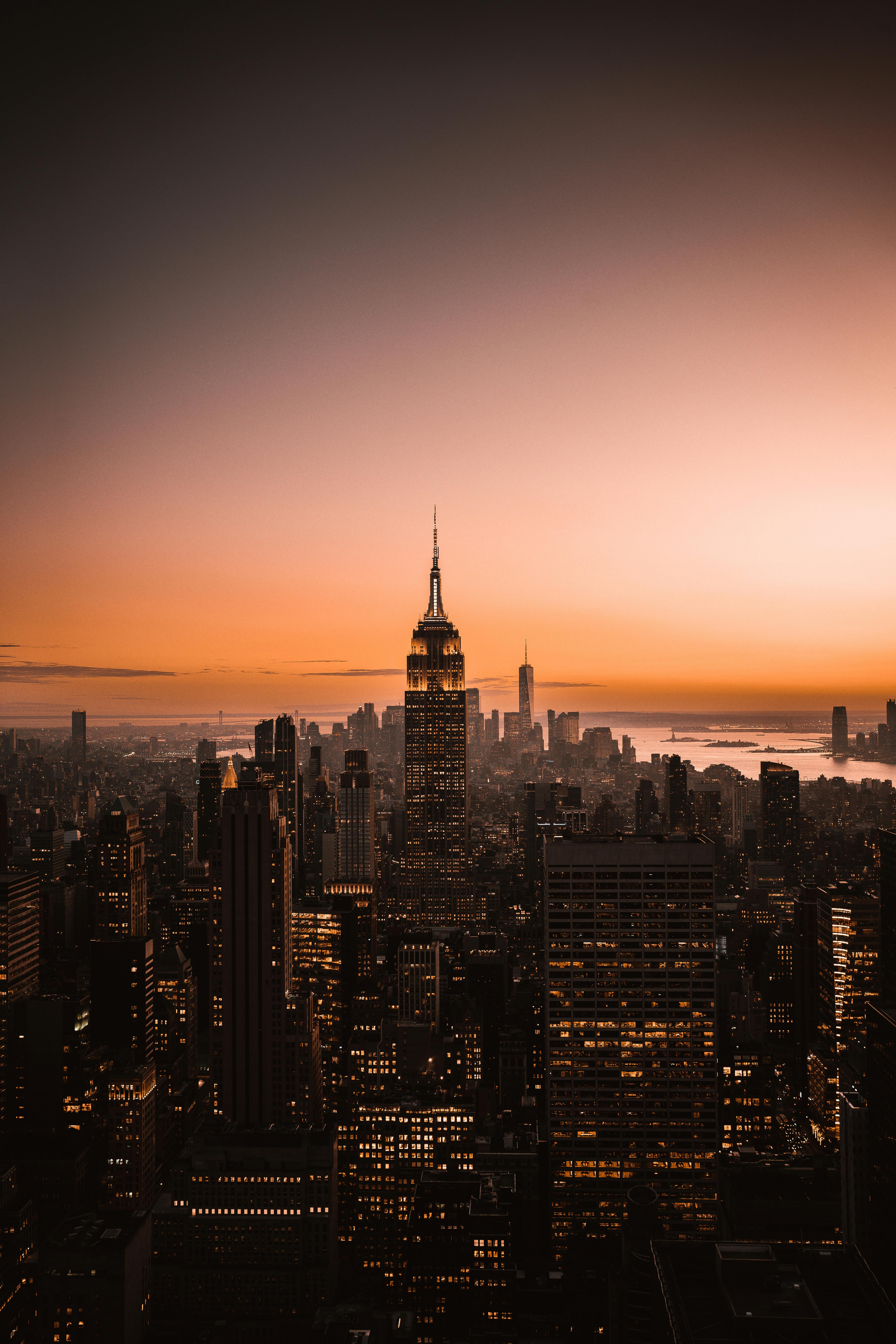 New York City skyline at golden hour